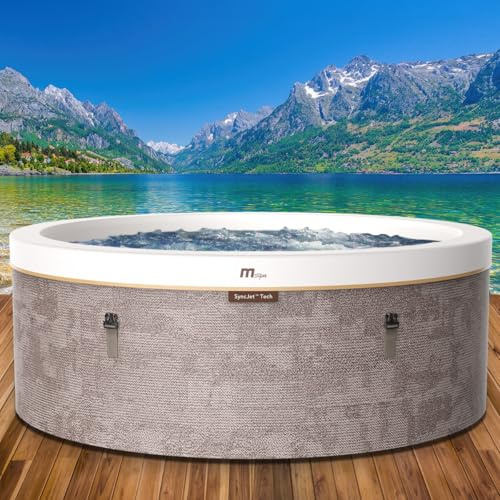 BRAST Whirlpool MSpa Cocoon für 6 Personen mit Schaumstruktur | Ø180x65cm | 130 Massagedüsen in 3 Intensitäten, In- Outdoor Pool, Ganzjähriger Einsatz Winterfest, einfache Steuerung per App