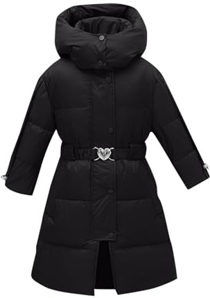 Guhmomh Winterjacke Mädchen Lang Puffer Wintermantel Warm Steppjacke mit Kapuze Kapuzenjacke Daunenmantel mit Gürtel Kinder Winter Jacke Winddicht Kinderjacken Daunenjacke Outdoor Mäntel Parka