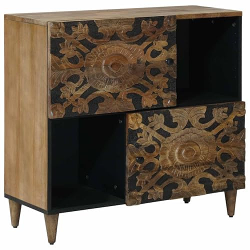 vidaXL Sideboard mit Speicher Braun 80 x 33,5 x 75 cm Massivholz Mango, Eleganter Sideboard, moderner Schrank, praktischer Stauraum, vielseitige Wohnzimmermöbel, schicke Holzverbundlösung
