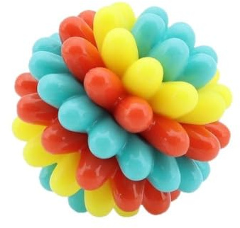 Kaiyo Colourful Dog Chew Ball Toy with 360° Teething Bumps, 7.5cm | TPR Material, Teeth Cleaning, Self-Soothing, Dental Care Ball, Interactive Play