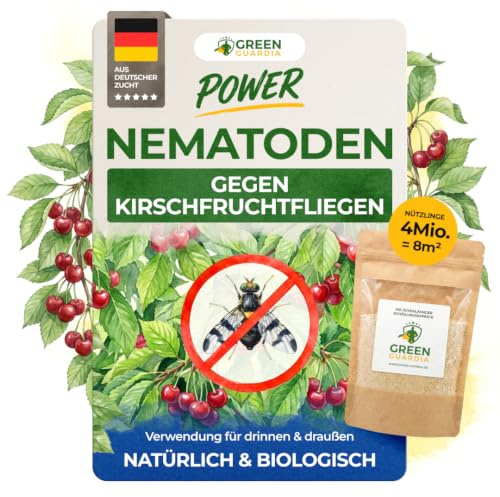 GREEN GUARDIA Nematoden gegen Kirschfruchtfliegen – Biologische Nützlinge zur Anwendung unter Kirschbäumen – Für Süß- & Sauerkirschen – Zur Unterstützung der Reduzierung des Befallsdrucks