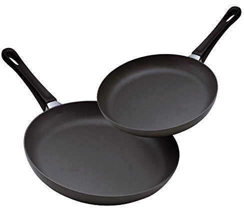 SCANPAN 10202600 Piece Fry Pan, 8 and 10 1/4, Black Classic 2-teiliges Bratpfannen-Set, 20,3 cm und 26,7 cm, Schwarz, Aluminium