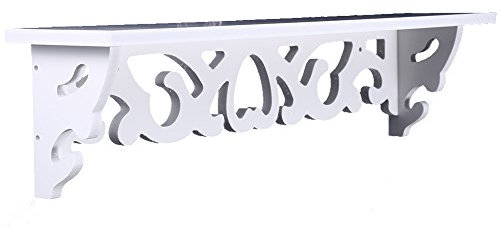 Yosoo Weiß Regal Shabby Chic Filigrane Stil Cut Out Design Wandregal, Pastoral Hohl geschnitzt Wand Deko Mounted Floating Storage Display Regalböden WANDGERÄTE, S