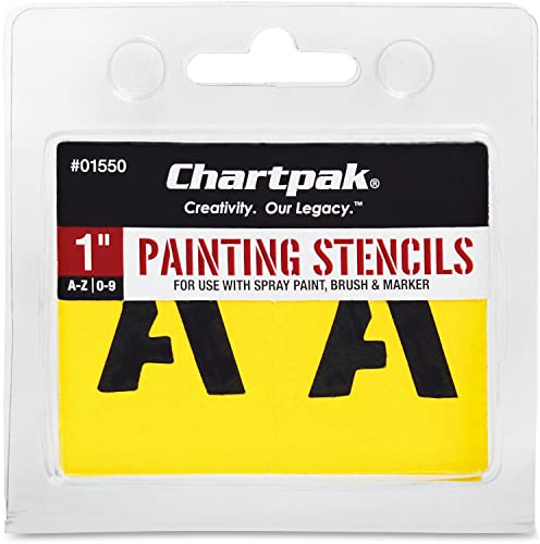 Chartpak 1550 Painting Stencils Number/Letter, 1 Inch, Yellow 35 per Set