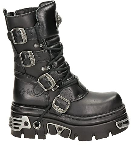 New Rock Shoes Classic New Rock Leather Boots with Reactor Sole UK 9/Black