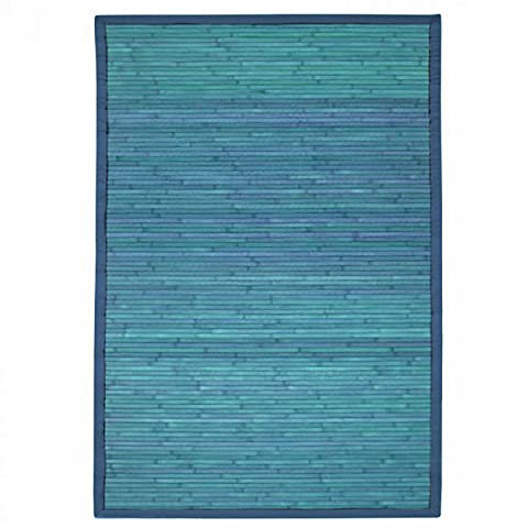 Tapis Larges Lattes et Ganse, 180cm x 120cm, Bleu