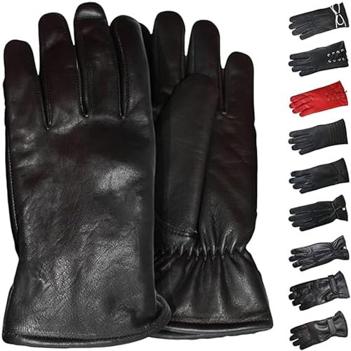 German Wear Damen Lederhandschuhe Lammnappa Handschuhe echtleder winter Handschuhe Gl-3 Schwarz - XL=9 Handumfang 25cm