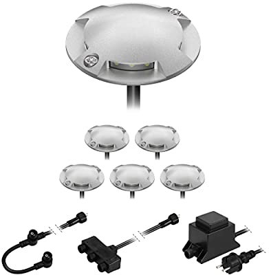 ledscom.de LED Boden-Aufbau-Leuchte Bunda, 4-flammig, für außen, befahrbar, warm-weiß, 6er Set