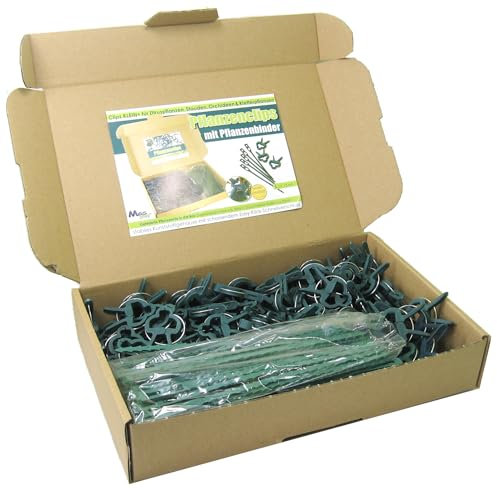 Pflanzenclips 180 Stück stabile Clips Pflanzen Klammern & Binder für kleine & große Triebe Spaliere Rosenbögen Rankhilfen (180er-Set KLEIN+)