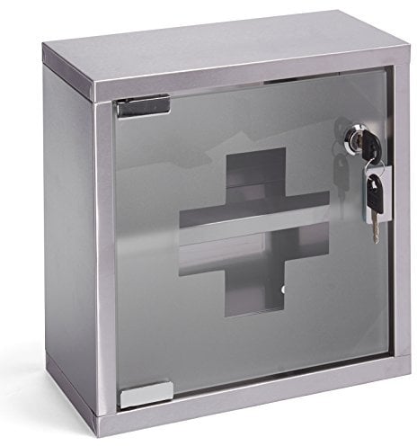 MSV Armoire à Pharmacie à clé Acier & INOX Verre
