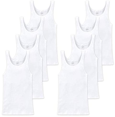 Schiesser Unterhemden 8er Pack, Herren, Doppelripp oder Feinripp (XXX-Large, Weiß (Doppelripp))