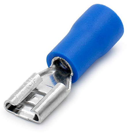 Heschen Terminal de cable hembra de vinilo aislado de 4,8 x 0,5 mm para 1,5 – 2,5 mm² (16-14 AWG), color azul