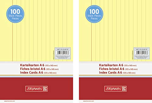 Brunnen Karteikarten, 180 g/m² (Gelb, A6 Liniert (200 Stück))