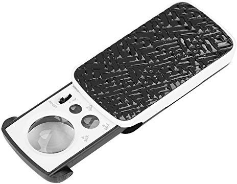 Handlupe Schiebelupe Mini Lupe mit 30x 60x 90x Vergrößerung Lesehilfe Schwarz Taschenlupe mit Licht Sehhilfe Leselupe für Briefmarken Reparatur Inspektion Magnifier Vergrößerungsglas mit Beleuchtung