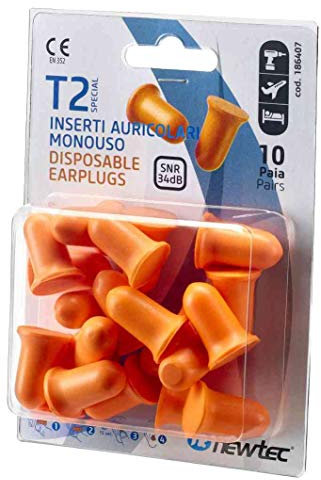 Centralferramenta 1 BL Di CONF. Auricolari Antirumore EN352 Arancione, 10 Paia, Monouso, Protezione dal Rumore, Usi Industriali con Alti Livelli di Rumore