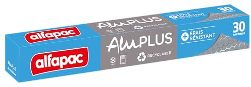 alfapac – Aluminium Gaufré AluPlus 30m - 1 Rouleau - Epais & Résistant - Recyclable - 30m x 29cm