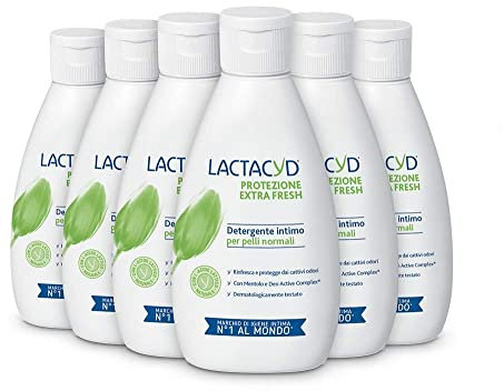 Lactacyd Protezione Extrafresh, Detergente Intimo per Pelli Normali, Freschezza Prolungata e Prevenzione dai Cattivi Odori, Senza Sapone, 6 Flaconi da 300 Ml