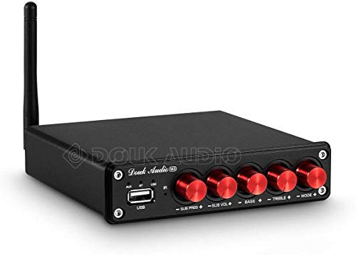 Douk Audio M3 Bluetooth 5.0 Verstärker Stereo Audio Receiver 2.1 Channel Mini Hi-Fi Amplifier Class D with 50 Watt x 2 + 100 Watt for Home Outdoor Passive Speaker/Subwoofer & Active Subwoofer