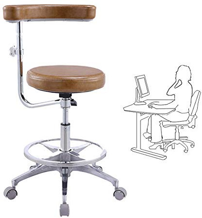 Arbeitshocker Rollhocker Drehhocker Mit Lehne, Bürohocker Friseur Werkstatt, Höhenverstellbar Und Drehbar, Einstellbereich: 45-57 Cm,A