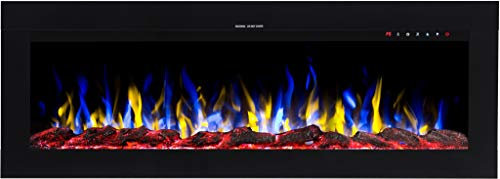 AFLAMO Diamond - Chimenea eléctrica Incorporado, Dos potencias de calefacción (750-1500W), aplicación móvil, tecnología LED (165x45x17)