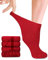 Chaussettes Diabétiques pour Femmes avec Lycra, 4 Paires, Chaussettes en Bambou Mi-hautes, Fines et sans Couture pour le Quotidien, Tailles 35-38 et 39-42 avec 18 Couleurs (35-38, Rot)