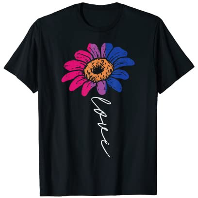 Love Sunflower Floral LGBTQ Bisexual Flag Gay Pride Ally Bi T-Shirt