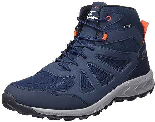 Jack Wolfskin Herren Woodland 2 Texapore Mid M Sneaker, Dark Blue/Red, 44 EU