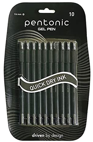 Pentonic LINC Gelschreiber, Schwarz Stift, 0,6 mm, Blisterpackung (schwarze Tinte, 10 Stück)