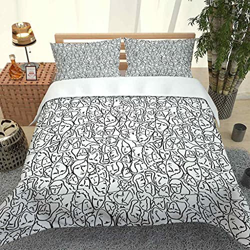 MUCXBE Kinder Bettwäsche Set Für Jungen Teenager Mädchen Bettwaren 3D Gedruckt Avatar Der Weißen Person Soft Mikrofaser Bettbezug 135x200cm Mit Reißverschluss + 2 Kissenbezug 80x80cm