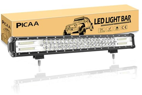 PICAA Led Arbeitsscheinwerfer 23 Zoll 59CM 324W Led Lichtbalken 12V 24V 6000K Led Zusatzscheinwerfer Bar Spot Flutlicht Kombination LED Arbeit Licht Bar für SUV Offroad ATV UTV Traktor 4x4 Auto