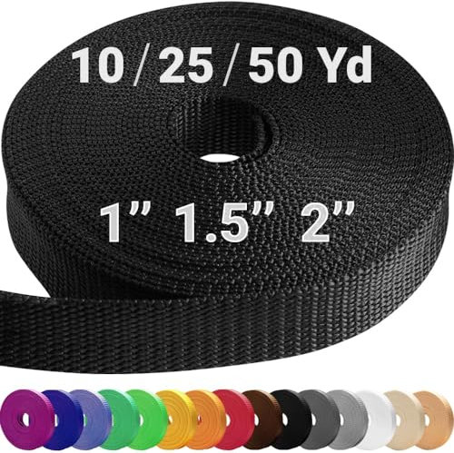 TECEUM 50 mm Gurtband – Schwarz – 9 Meter - Gurtband zum Klettern im Freien drinnen Basteln DIY (2” 10y)