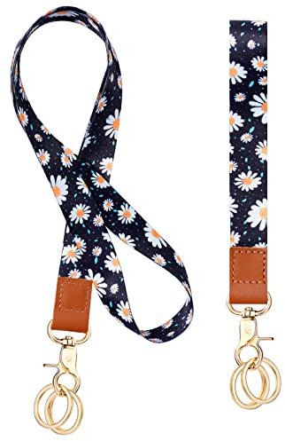 Vicloon Schlüsselband, Lanyard Umhängeband und Schlüsselbänder Wristlet, Umhängeband Universal mit Metall Ring und Hohe Qualität Leder, Zweiseitiger Druck in Voller Farbe, für Handy, Schlüssel