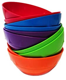 Harfield Rainbow Pack of 10 Small Snack Dessert Bowls Reusable BPA Free Plastic Children's Shatterproof Tableware