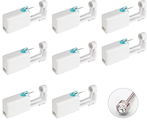 8pcs Pistolas Desechables para Piercing de Oreja, DKDDSSS Herramienta Pistola de Piercing de Perforación Estéril, Kit de Pistolas de Perforación sin Dolor Práctico Portátil Kit