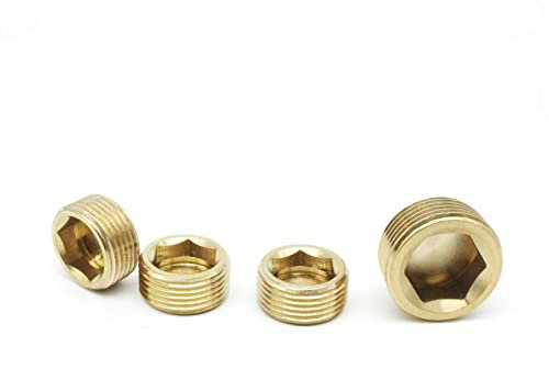 OTANA 1/8 1/4 3/8 1/2 3/4 Au?en-Innengewinde Messingrohr Sechskantkopf Endkappe Steckfittings Schnellkupplung Messing Universaladapter,1l2 Stecker mit Kappe,1St