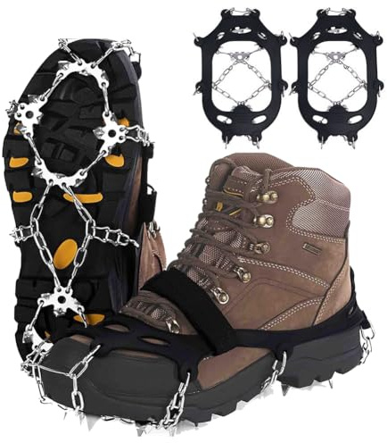 Flintronic Spikes für Schuhe Winter, Anti Rutsch Schuhkralle mit Edelstahl Spikes, Klampen Schuhe Spikes für Schuhe und Bergschuhe, für Wandern, EIS, Schnee