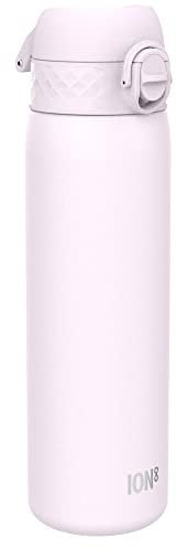 Ion8 Lightweight Steel Water Bottle, 600 ml/20 oz, Non-Insulated, Leak Proof, Easy to Open, Secure Lock, Dishwasher Safe, Flip Cover, Fits Cup Holders, Carry Handle, Metal Water Bottle, Lilac Dusk