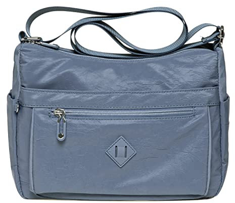 KAUKKO Damen Umhängetasche, Leicht Shoulder Bag Wasserdicht Schultertasche Messenger Multi-Tasche, Geldbeutel, Dunkelgrau-1513