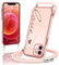 Micoden Handykette für iPhone 12 Necklace Hülle mit Band,Handyhülle für Kordel zum Umhängen,Kameraschutz Herz Love Design Galvanik Silikon Case Bumper Stoßfeste Schutzhülle,Liebe Rosa