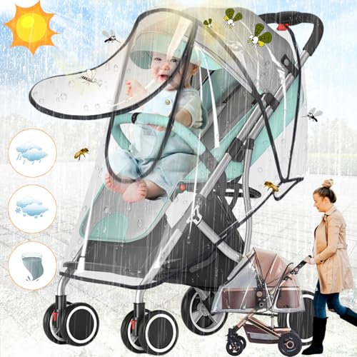 Oneroomone Universal Regenschutz Kinderwagen, Kinderwagen Regenschutz modernes transparent Design, Universal Design Regenschutz für Kinderwagen mit Sichtfenster & Belüftung für Baby Jogger