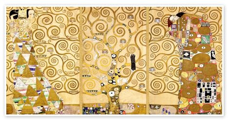 Posterlounge L'Arbre de vie (détail) Poster | 100 x 50 cm de Gustav Klimt Jaune Tableaux Décoration murale