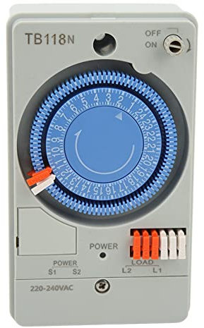 Interruttore Temporizzato Meccanico TB118N Interruttore Orario Programmabile per Lampione Interruttore Timer 24 Ore 220‑240 V