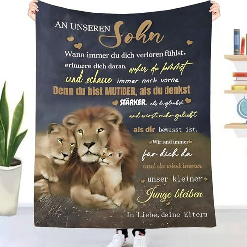ZUCZUG Kuscheldecke Flauschige Personalisierte Geschenke Decke für Unseren Sohn von Mama und Papa, An Unseren Sohn Decke von Eltern, Super Weiche Wohndecke Flanelldecke für Sofa Reisen Geburtstags