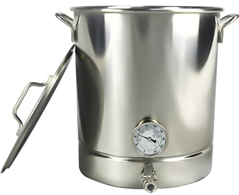 Pentola da 30 l Pentola Alta con Coperchio, pentola Grande, pentola per la Birra con termometro, per Tutti i Piani Cottura, pentola per Carne, pentola per Verdure, fornello a Gas, elettri