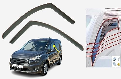 Set mit 2 Windabweisern, In-Kanal, kompatibel mit Ford Transit Connet/Tourneo MK2 2014 2015 2016 2017 2018 2019 2020 2021 Seitenblenden Fensterabweiser Ford Transit Connect