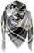 FIFTHAVE Schal Damen Herren Scarf Women Winterschal, Schal Kariert übergroßer Quadratisch Deckenschal Warmer Oversized Fransen Cape Poncho Herbstschal Grau 02