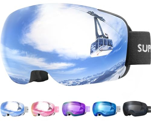 Supertrip Ski Goggles for Men Womens, Interchangeable Lens skiing goggles, Anti-fog Over Glasses Snowboarding Goggles Snow Snowboard Goggles