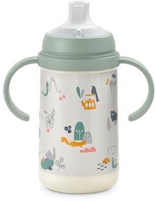 Suavinex, Biberon à Anses, Tasse Apprentissage Bébé avec Bec Souple en Silicone, avec Système Anti-Colique, Gourde Enfant avec Poignées, Antifuites, Compatible Lave-Vaisselle, +6 Mois, 270 ml, Vert