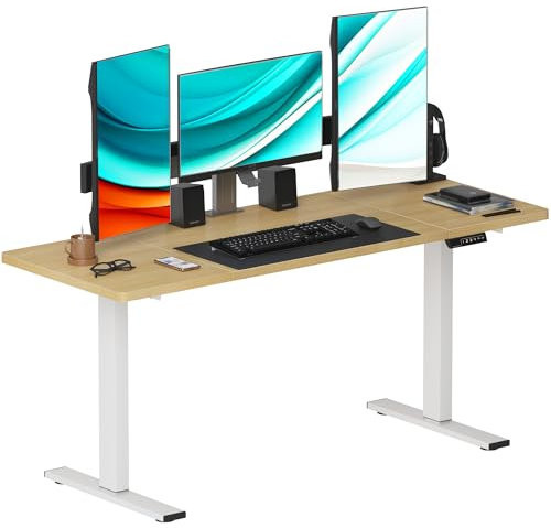 SogesHome Elektrisch höhenverstellbarer Schreibtisch 160 cm x 60 cm Steh-Sitz Tisch Verstellbarer Schreibtisch Computertisch mit Memory-Steuerung intelligenter Schreibtisch