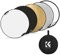 K&F Concept 5-in-1 Reflektor Fotografie-Kit(110 cm), Faltreflektor mit Aufbewahrungstasche& Handgriff, Durchscheinend, Silber, Gold, Weiß und Schwarz Runde Reflektoren für Fotografie